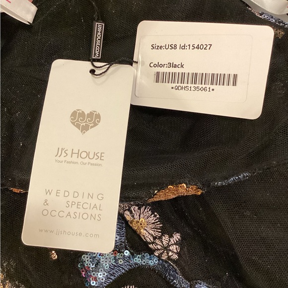 Jj’s House a-line V-neck floor length tulle prom dress with lace beading sequins - Picture 11 of 16